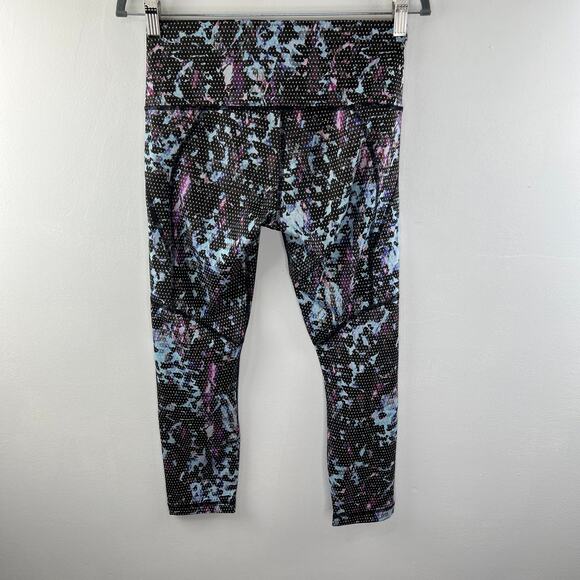 Lululemon Run All Sport Crop Legging Floral Sport Tranquil Blue Multi Mid-Rise 6 - Picture 5 of 7